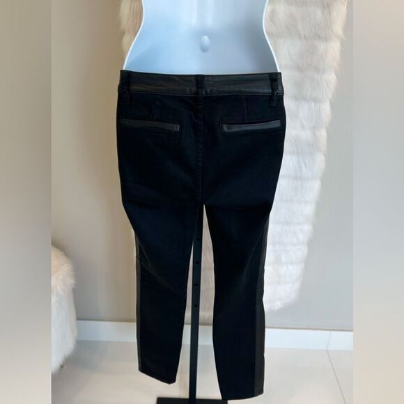 Tory Burch Black Leather Denim Pants (26) - Picture 7 of 12